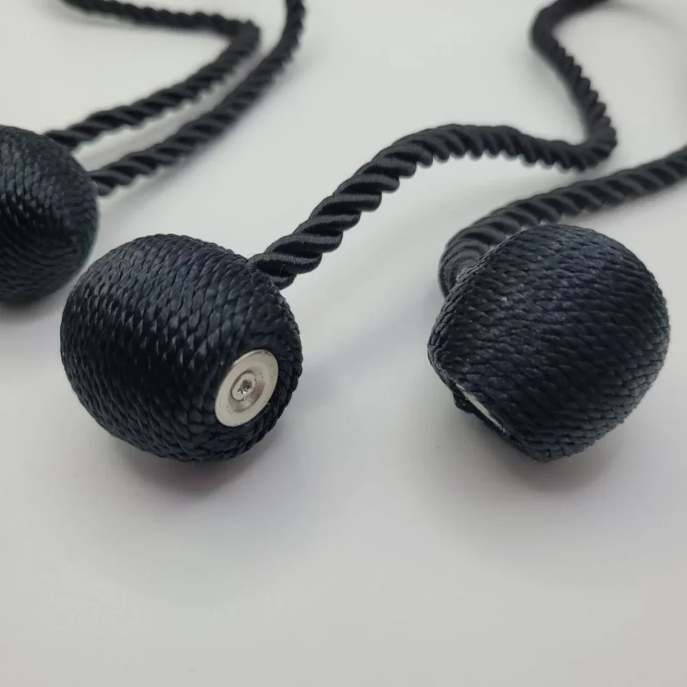 Magnetic Curtain Tie‎ Backs Pair Tassel Drapes Straps Black Strong